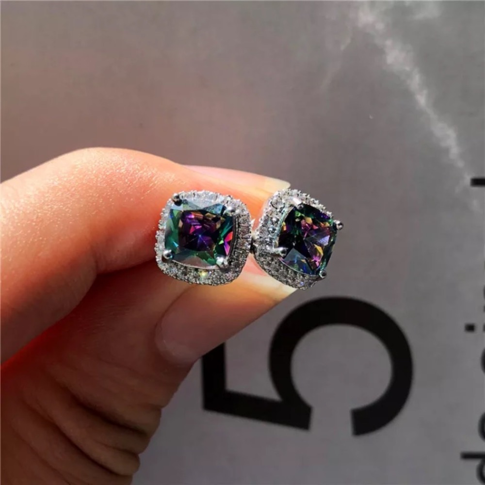 NWOT mystic topaz sterling silver earrings - Picture 7 of 8